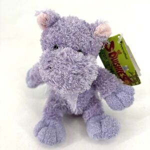 Vintage Purple Hippo Plush w Bow Mini 6" Squishies Zoo‎ Collection 2004 NWT